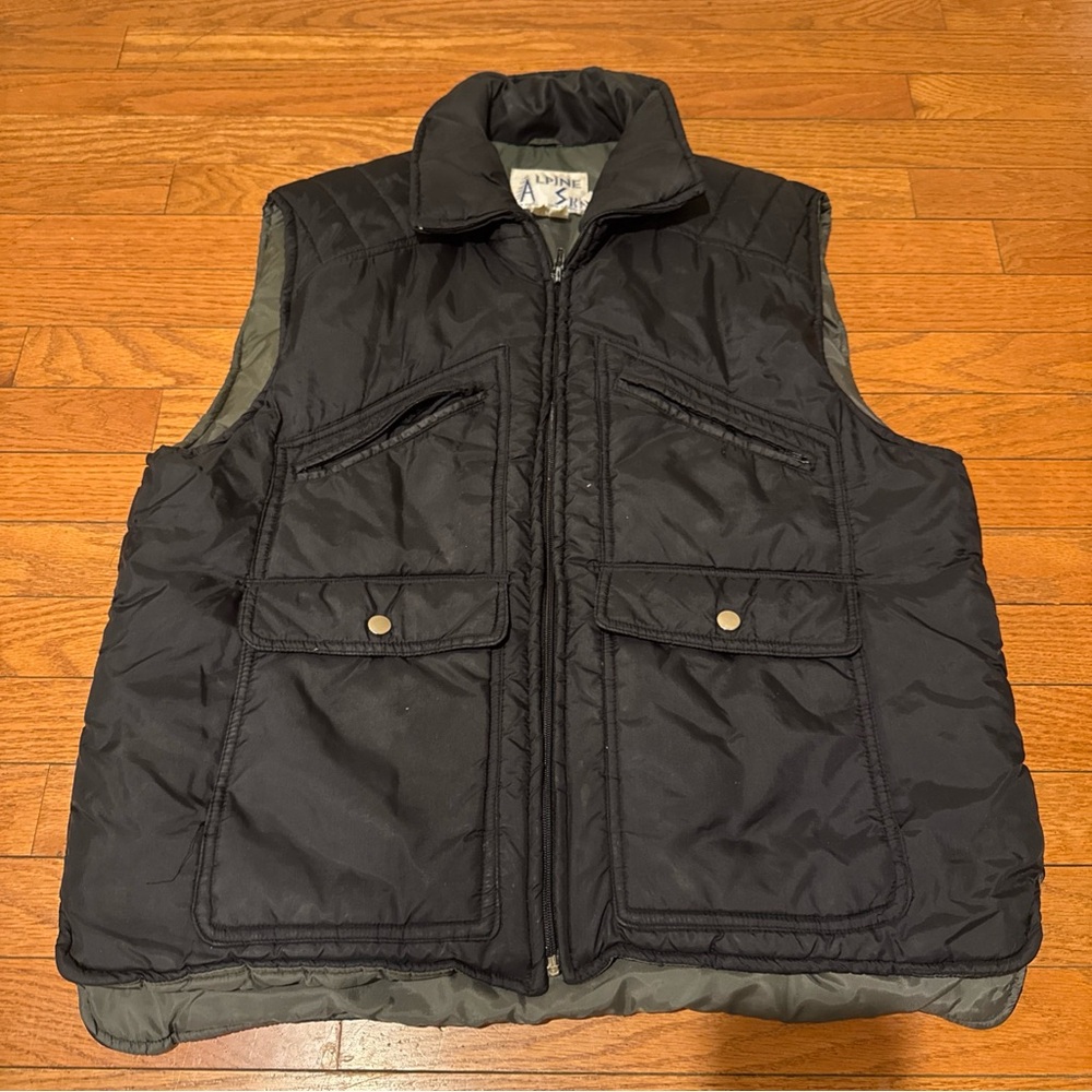Vintage 80’s Ski Vest Alpine Ski Mountaineering Puffer Vest Black Men Large
